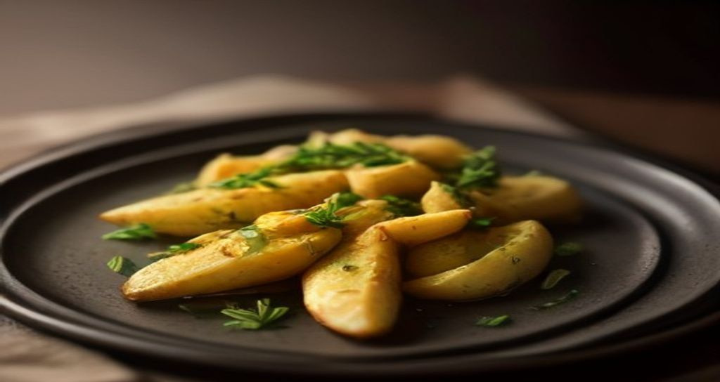 Air Fryer Garlic Butter Steak Bites & Potatoes - Recipe Food Photography